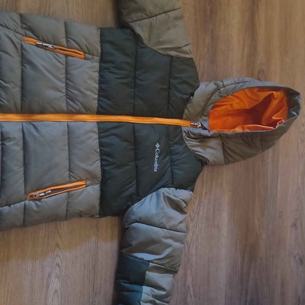 Columbia Kids' Green and Orange Hooded Puffer Jacket